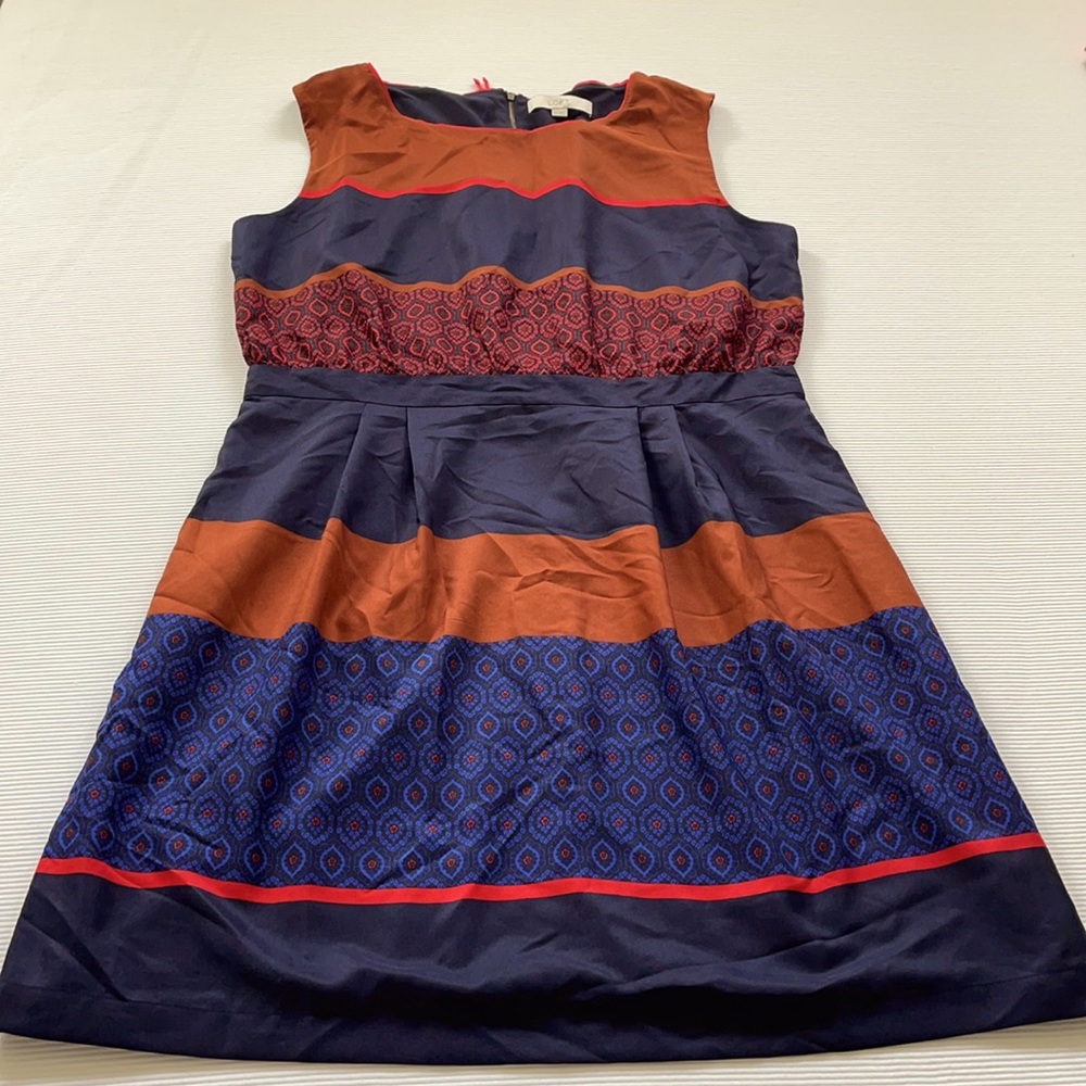 Loft size 16 burnt orange and blue stripe dress